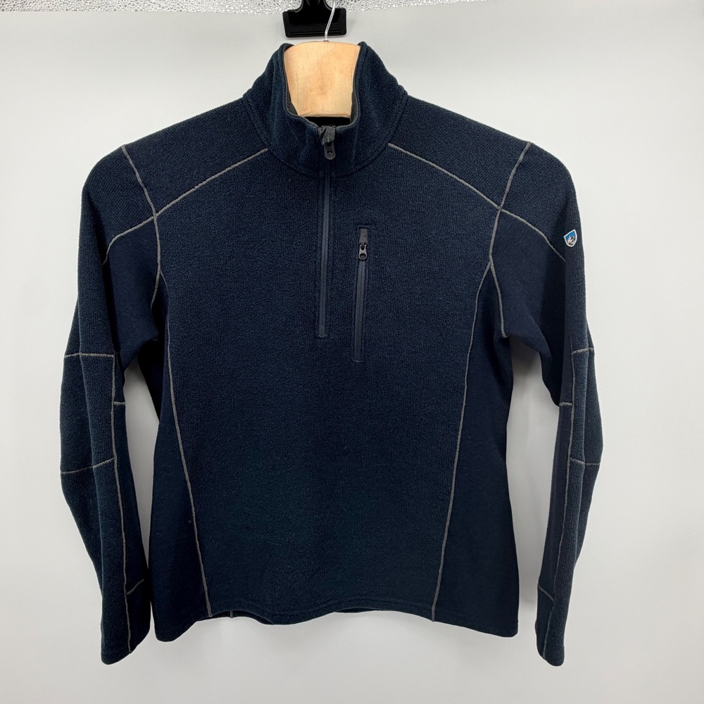 KUHL Revel 1/4 Zip Fleece Pullover Large Navy Blue Acrylic Blend Men - Picture 2 of 8